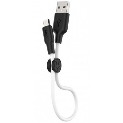 Фото Кабель Hoco X21 Plus USB - MicroUSB, 0.25 м, белый/черный