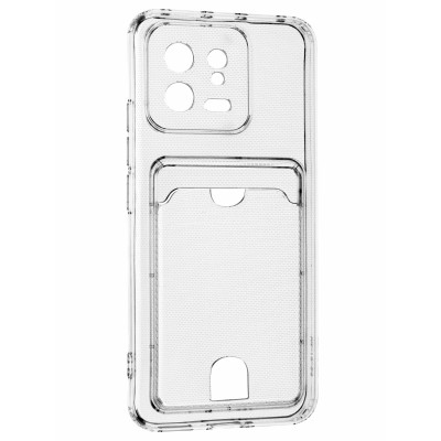 Фото Накладка силиконовая с карманом для карт POKET для Xiaomi 13 Прозрачная