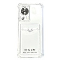 Изображение товара Накладка силиконовая с карманом для карт POKET для Xiaomi 13 Lite Прозрачная