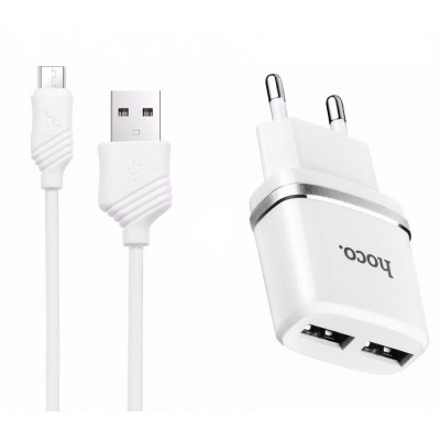 Фото Зарядное устройство + кабель micro USB Hoco C12 Белое