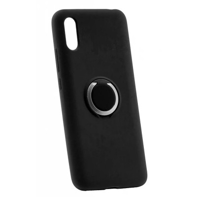 Фото Чехол накладка силиконовая с кольцом Silicone Case для Xiaomi Redmi 9A Черная