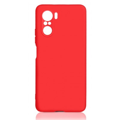 Фото Чехол силиконовый с микрофиброй DF poOriginal-04 для Xiaomi Poco F3 Красный