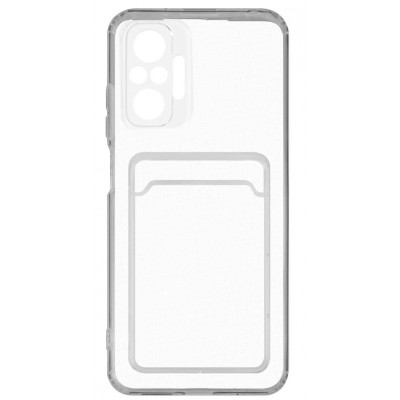 Фото Накладка силиконовая с карманом для карт POKET для Xiaomi Redmi Note 10/Note 10S Прозрачная