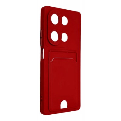 Фото Накладка силиконовая с карманом для карт для Xiaomi Redmi Note 13 Pro 4G/Poco M6 Pro 4G, красный