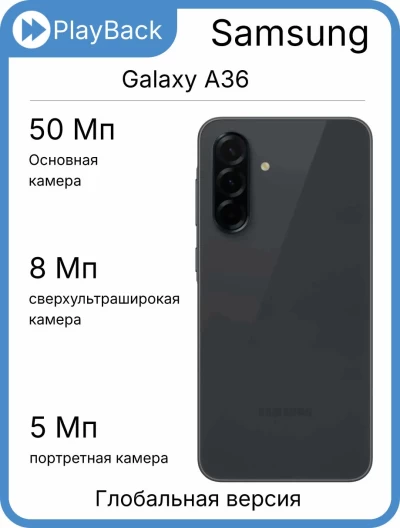 Samsung Galaxy A36 5G 8/128 ГБ Awesome Black (Global Version)