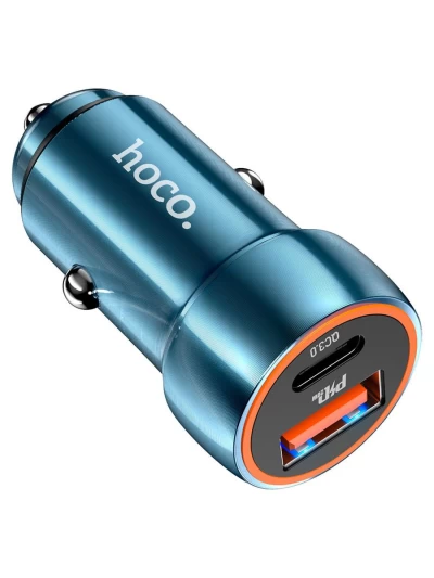 Автомобильное зарядное устройство Hoco Z46A PD20W+QC3.0 USB-C + USB-A синий