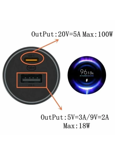 Автомобильное зарядное устройство Xiaomi Car Charge 1A1C 100W черный