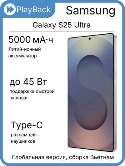 Samsung Galaxy S25 Ultra 12/256 ГБ (SM-S938B) Titanium Silverblue (Global Version, сборка Вьетнам)