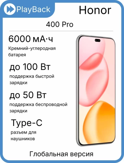 Honor 400 Pro 12/512 ГБ Lunar Grey (Global Version)