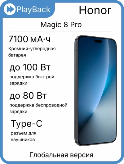 Honor Magic 8 Pro 16/1 ТБ Black (Global Version)