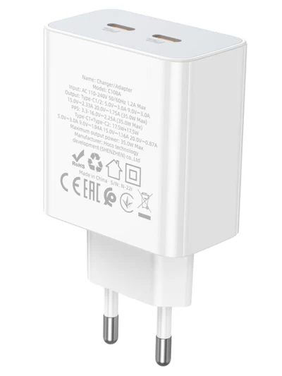 Сетевое зарядное устройство Hoco C108A PD35W Белое