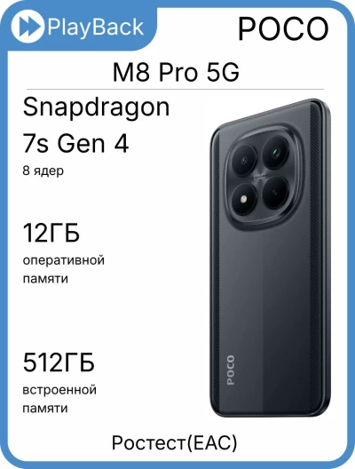 Poco M8 Pro 5G 12/512 ГБ Черный (РСТ)