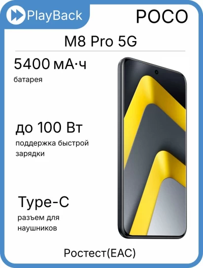 Poco M8 Pro 5G 12/512 ГБ Черный (РСТ)