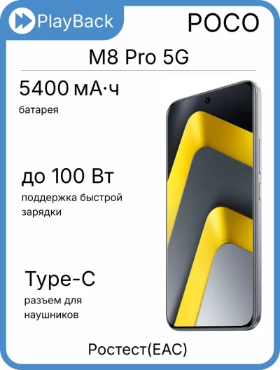 Poco M8 Pro 5G 12/512 ГБ Серебристый (РСТ)