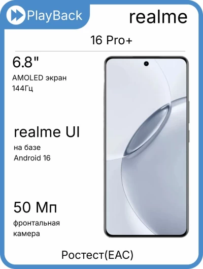 Realme 16 Pro+ 12/512 ГБ Серый (РСТ)