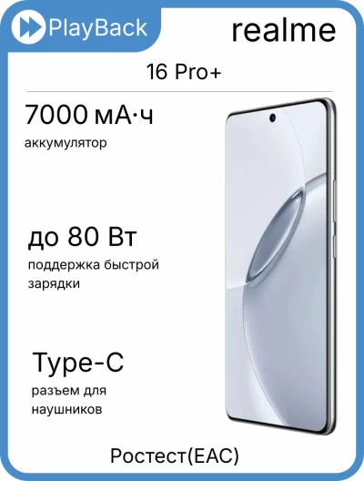 Realme 16 Pro+ 12/512 ГБ Серый (РСТ)