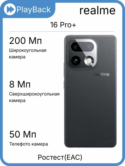 Realme 16 Pro+ 12/512 ГБ Серый (РСТ)